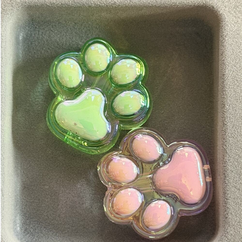 #8117 2 Piece Large Acrylic Pawprint Bead - for Beadable Items